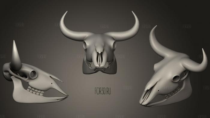 Bison Skull stl model for CNC